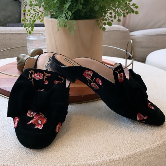 Karl Lagerfeld Size 7M Bow slides/mules. Gently used. - Picture 2 of 6